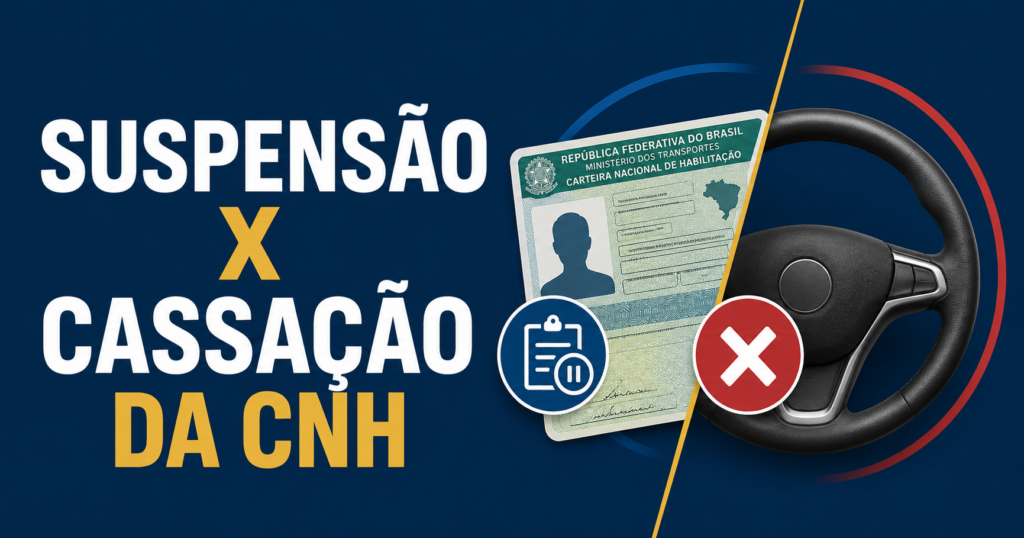 Qual é a diferença entre suspensão e cassação da CNH?